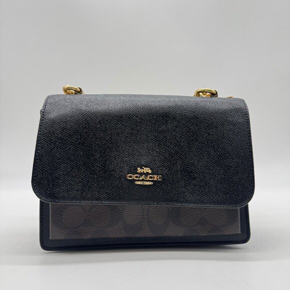 COACH Klare logo coated canvas convertible crossbody bag - Black / Brown - Picture 1 of 12
